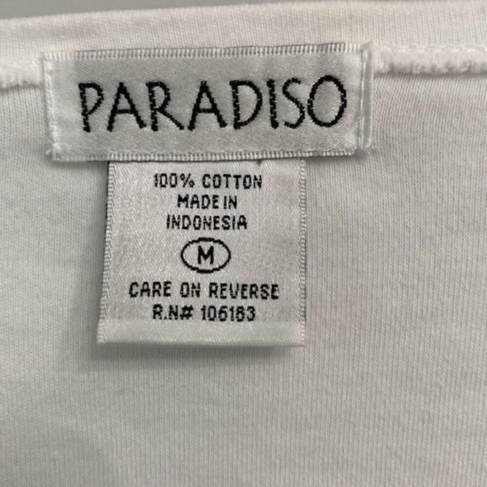 PARADISO Clothes Line Beaded Short Sleeve Cropped Tee Top Cotton Scoop Neck Cute - Picture 3 of 11